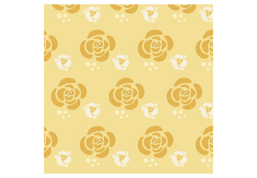 黄玫瑰四方连续布匹面料图案