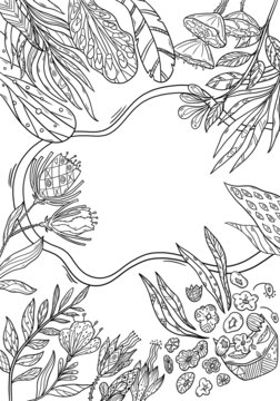 扁平风花卉植物线条背景素材
