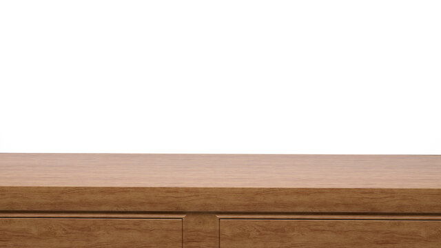 木头桌子白色背景