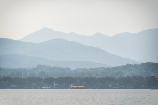 新中式山水画西湖风景