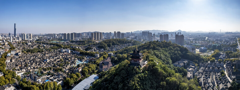 航拍江苏镇江城市景观全景