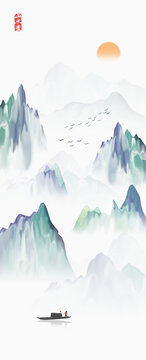 新中式山水装饰画