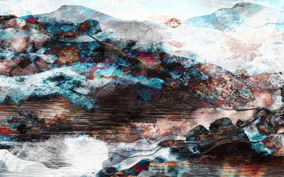 高清抽象意境彩色山水
