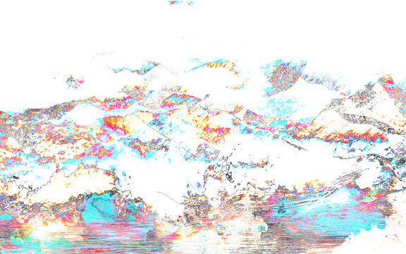 高清欧式彩色抽象山水