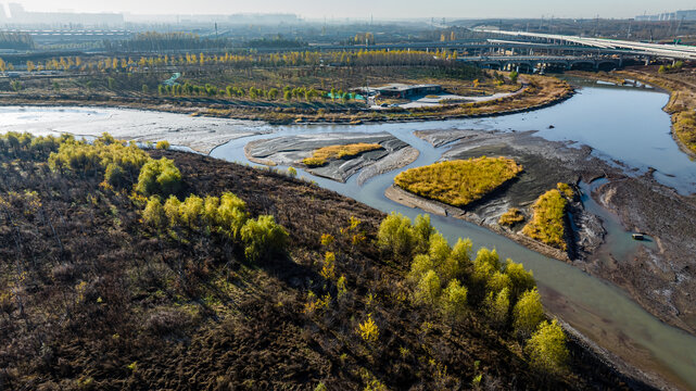 中国长春南溪湿地公园秋季风景