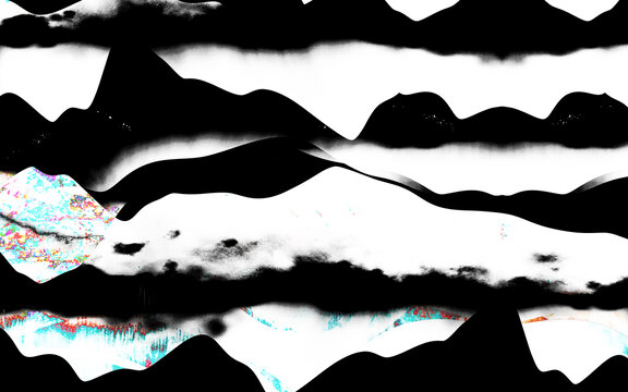 黑白抽象简约意境山水