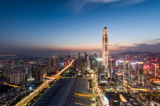 深圳福田CBD夜景天际线