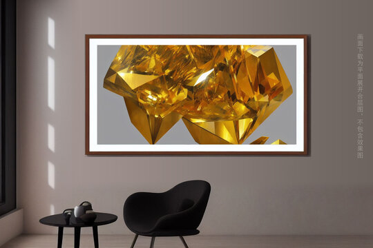 抽象黄金色块客厅装饰画