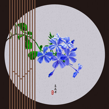 矢量蓝花丹
