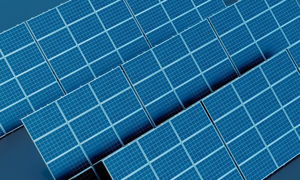 3D太阳能新能源发电板俯视