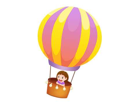 黄紫色乘坐热气球