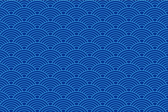蓝色国风鱼纹底纹图案