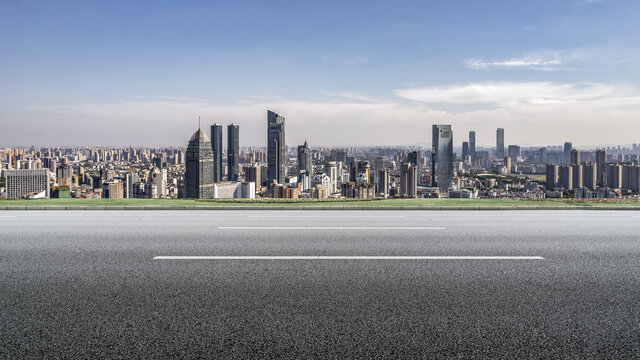 道路地面和城市风光