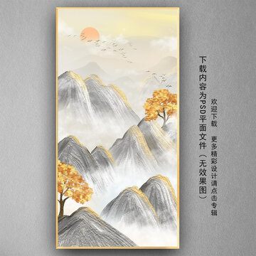 手绘油画山水玄关