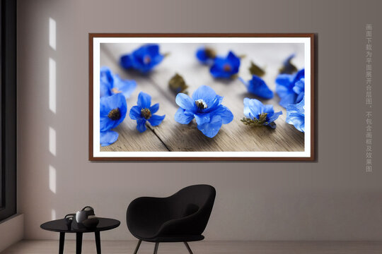 蓝色花瓣花朵挂画