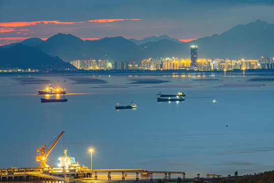 玉环市乐清湾夜景夜景