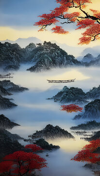 中国风山水风光装饰画