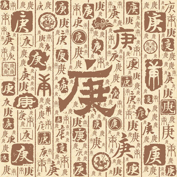 庚字书法文字背景底纹