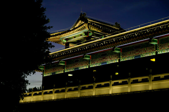 中国传统建筑夜景灯光
