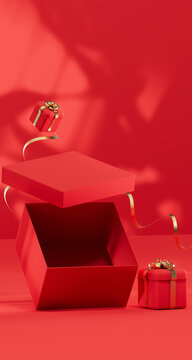 竖屏3D打开的礼物盒背景