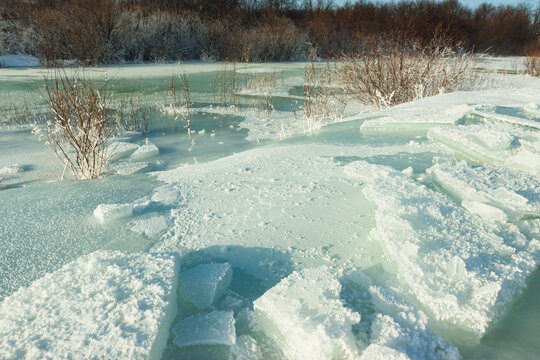 河流结冰冰块