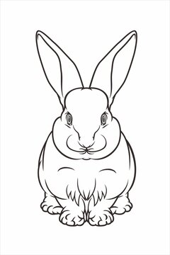 线描大白兔子