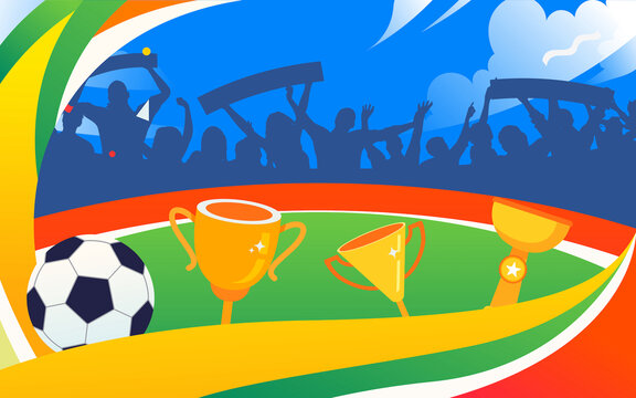 世界杯比赛看球赛加油运动插画