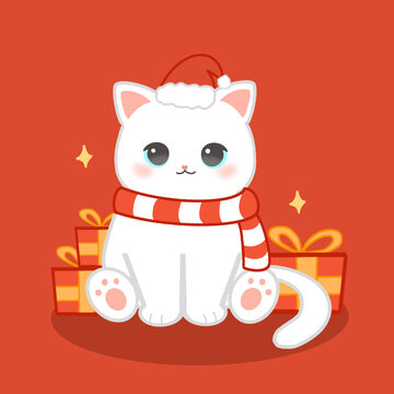 圣诞节猫咪插画