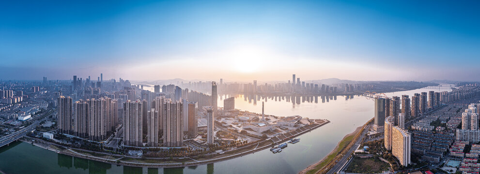 长沙北辰三角洲城市航拍全景