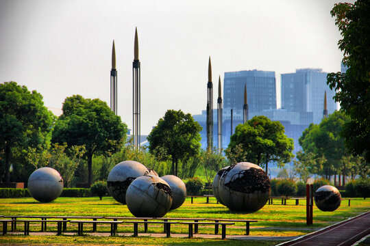 上海世博园圆球形城市雕塑