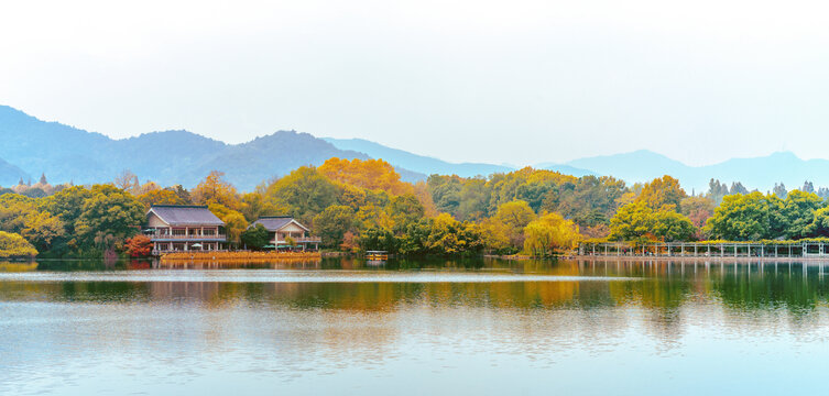 杭州西湖花港观鱼秋景