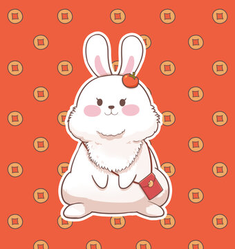兔子兔年元素插画