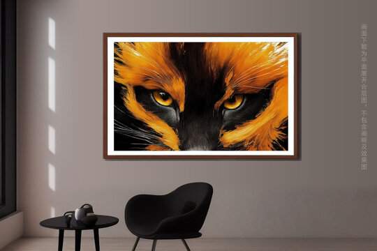 金色狐狸眼睛抽象画