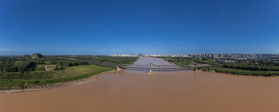 宽幅济南黄河铁路大桥全景大图