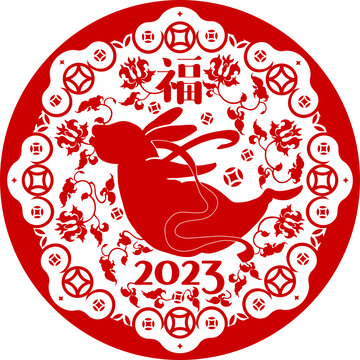 2023兔年窗花包装底纹图案