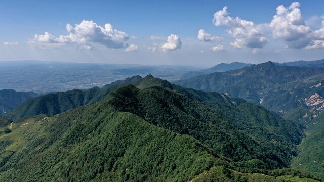 航拍秦岭风光蓝田流峪寺村