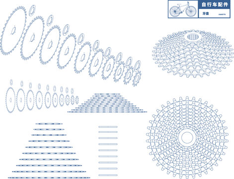 矢量自行车牙盘线描图