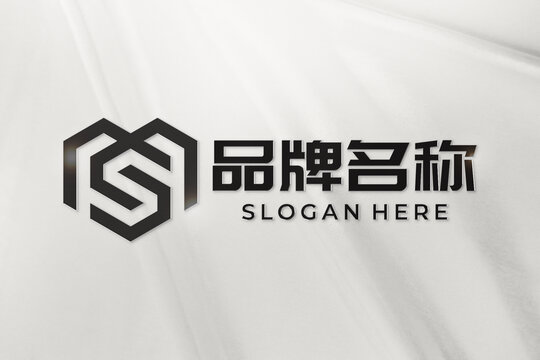 布纹烫黑金logo样机