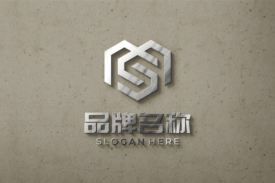 原色不锈钢立体字LOGO样机