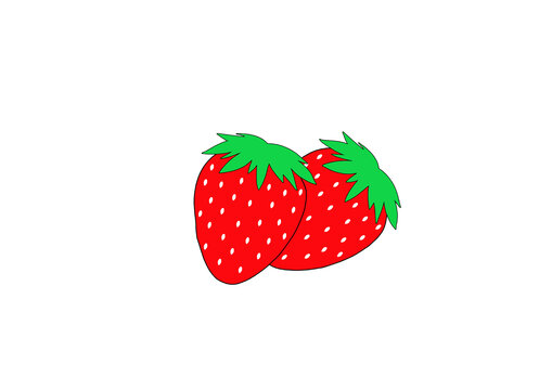 原创手绘彩色草莓插画元素