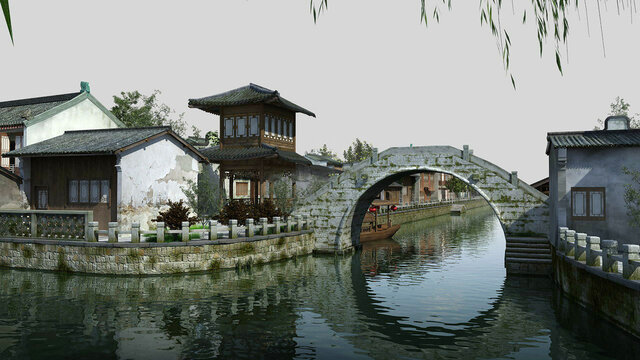 古建小桥流水人家3d模型
