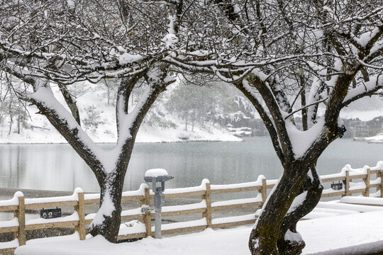 玉龙雪山蓝月谷雪景