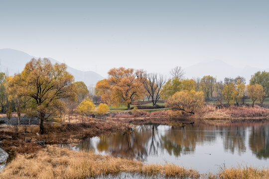 北京怀柔雁栖湖秋天湖景