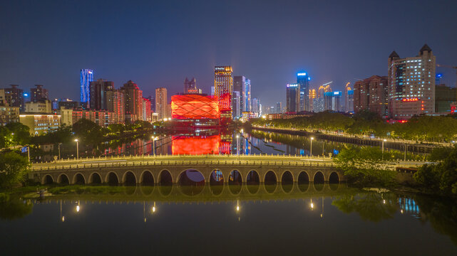 武汉双湖桥夜景航拍