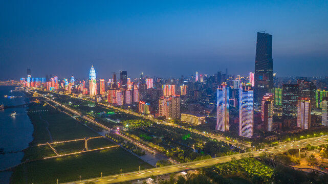 汉口高楼大厦夜景