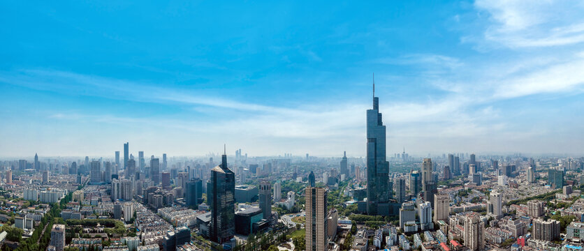 航拍南京城市风貌全景图
