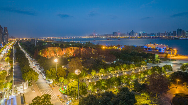 武汉江滩夜景航拍