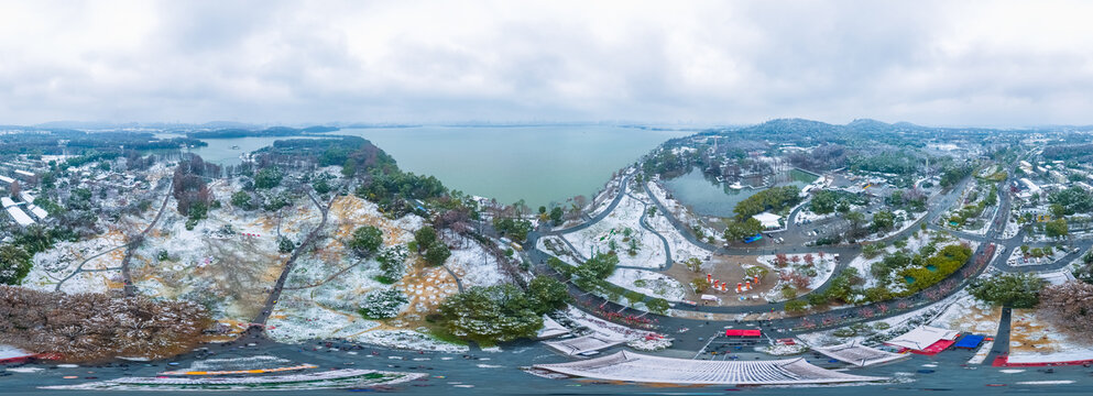 武汉东湖磨山风景区冬季雪景