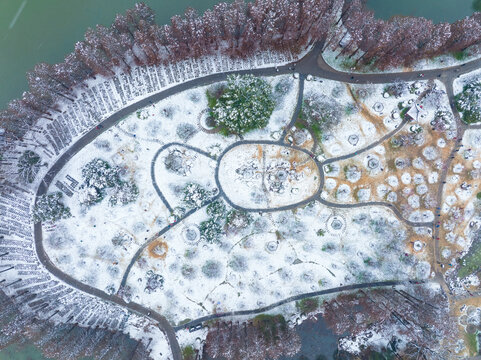 武汉东湖磨山风景区冬季雪景