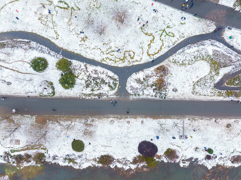 武汉东湖磨山风景区冬季雪景